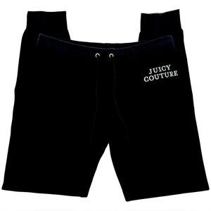 BY JUICY COUTURE BLACK VELOUR JOGGERS! PERFECT FOR LOUNGING OR RUNNING ERRANDS!
